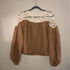 Zara balloon sleeve blouse with crochet